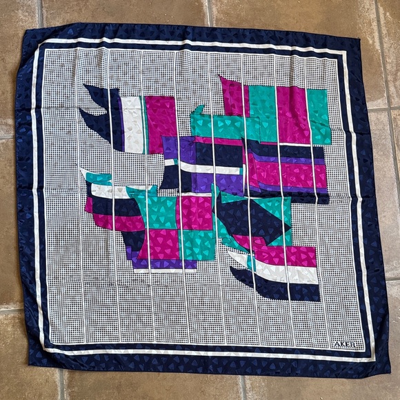 Aker Silk Scarf | Geometric Patchwork Print